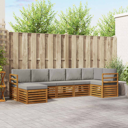 Set divano sezionale con cuscino 7 pcs Grigio Naturale e Chiaro