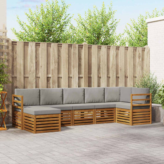 Set divano sezionale con cuscino 7 pcs Grigio Naturale e Chiaro