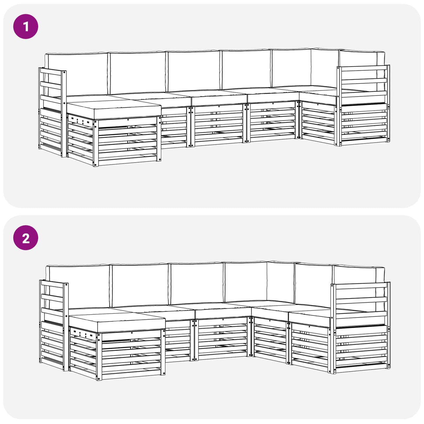 Set divano sezionale con cuscino 7 pcs Naturale e Antracite | homemem39