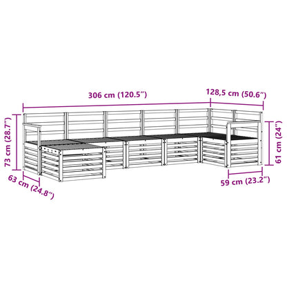 Set divano sezionale 7 pcs Naturale Legno di Acacia Massello | homemem39