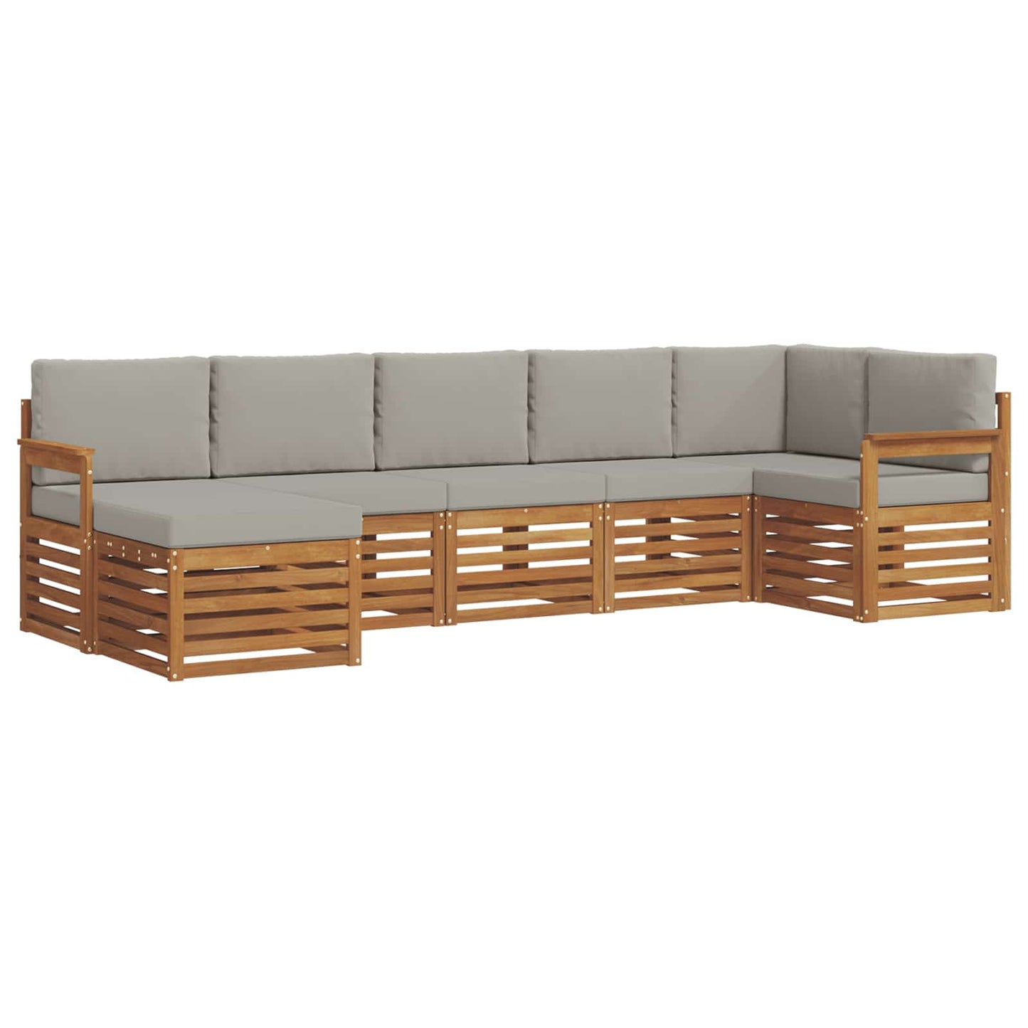 Set divano sezionale con cuscino 7 pcs Grigio Naturale e Chiaro