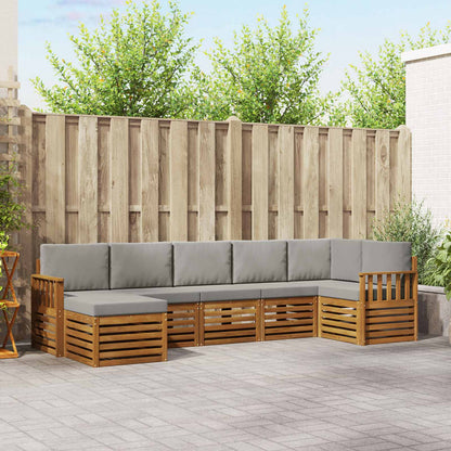 Set divano sezionale con cuscino 7 pcs Grigio Naturale e Chiaro