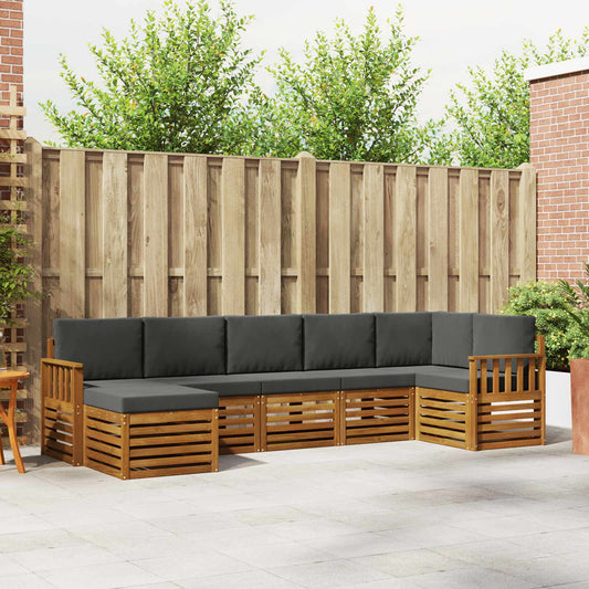 Set divano sezionale con cuscino 7 pcs Naturale e Antracite