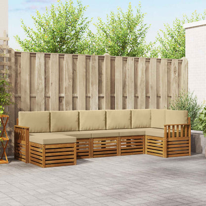 Set divano sezionale con cuscino 7 pcs Naturale e Beige | homemem39