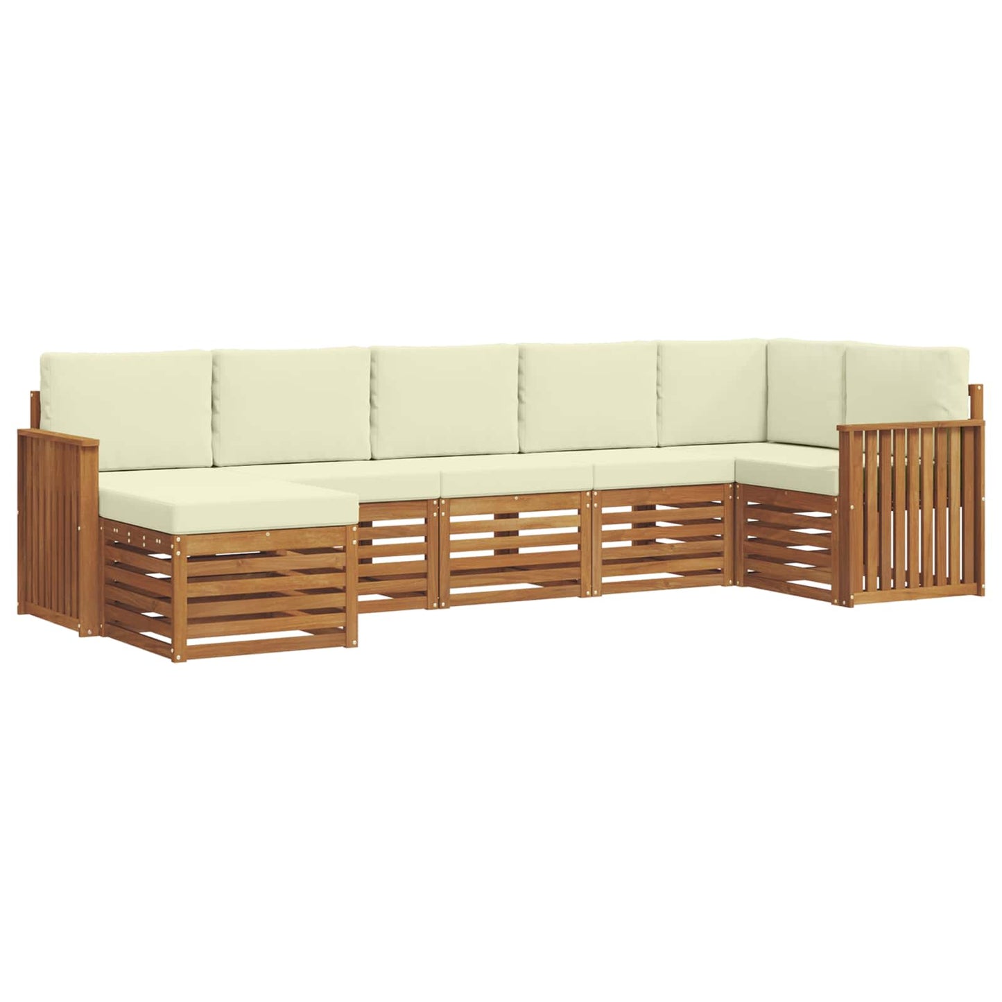 Set divano sezionale con cuscino 7 pcs Naturale e Crema | homemem39