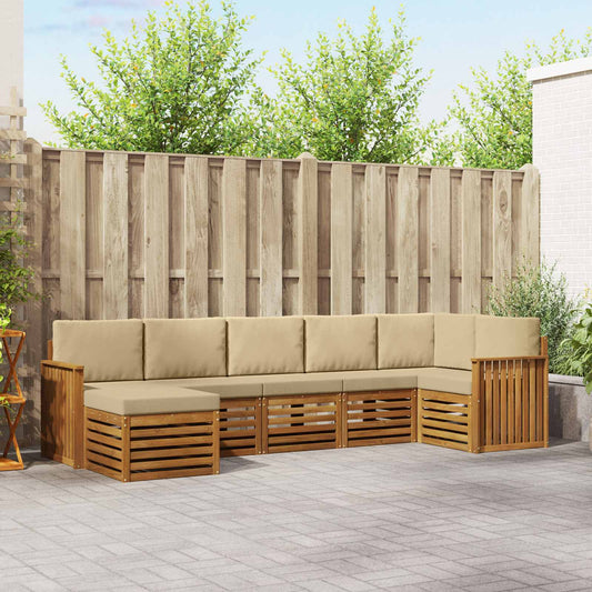 Set divano sezionale con cuscino 7 pcs Naturale e Beige