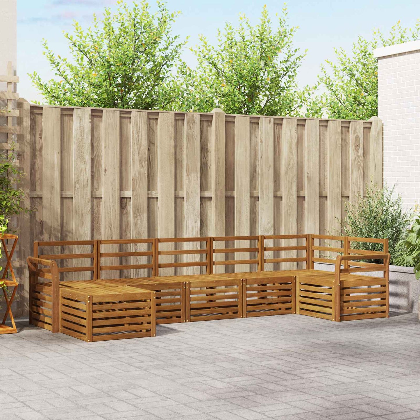 Set divano sezionale 7 pcs Naturale Legno di Acacia Massello