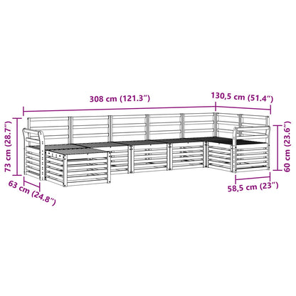Set divano sezionale 7 pcs Naturale Legno di Acacia Massello