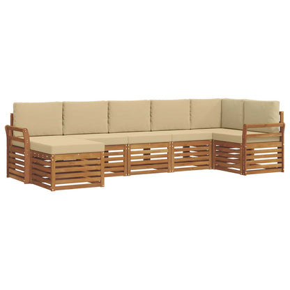 Set divano sezionale con cuscino 7 pcs Naturale e Beige | homemem39