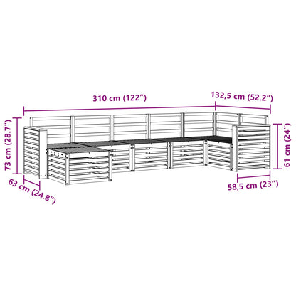 Set divano sezionale 7 pcs Naturale Legno di Acacia Massello