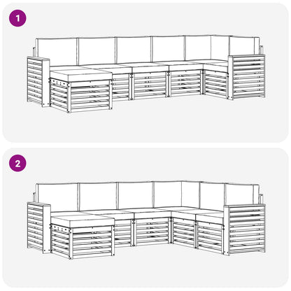 Set divano sezionale con cuscino 7 pcs Naturale e Beige | homemem39