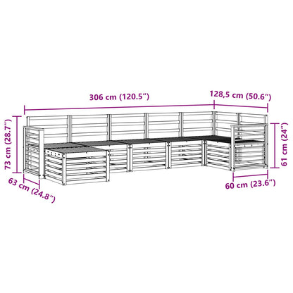 Set divani 7 pcs Naturale Legno di Acacia Massello