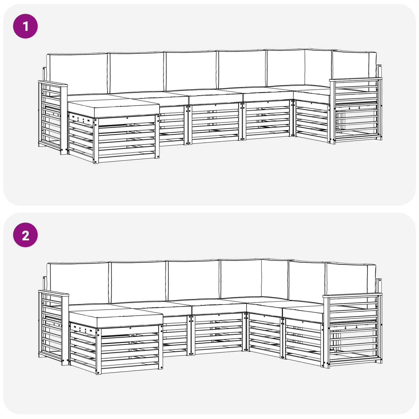Set divano sezionale con cuscino 7 pcs Naturale e Antracite