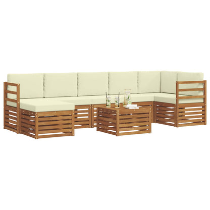 Set di divani da esterno con cuscino 8 pcs Naturale e Crema