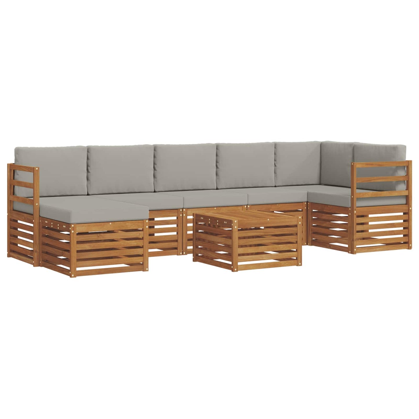 Set di divani da esterno 8 pcs Grigio Naturale e Chiaro | homemem39