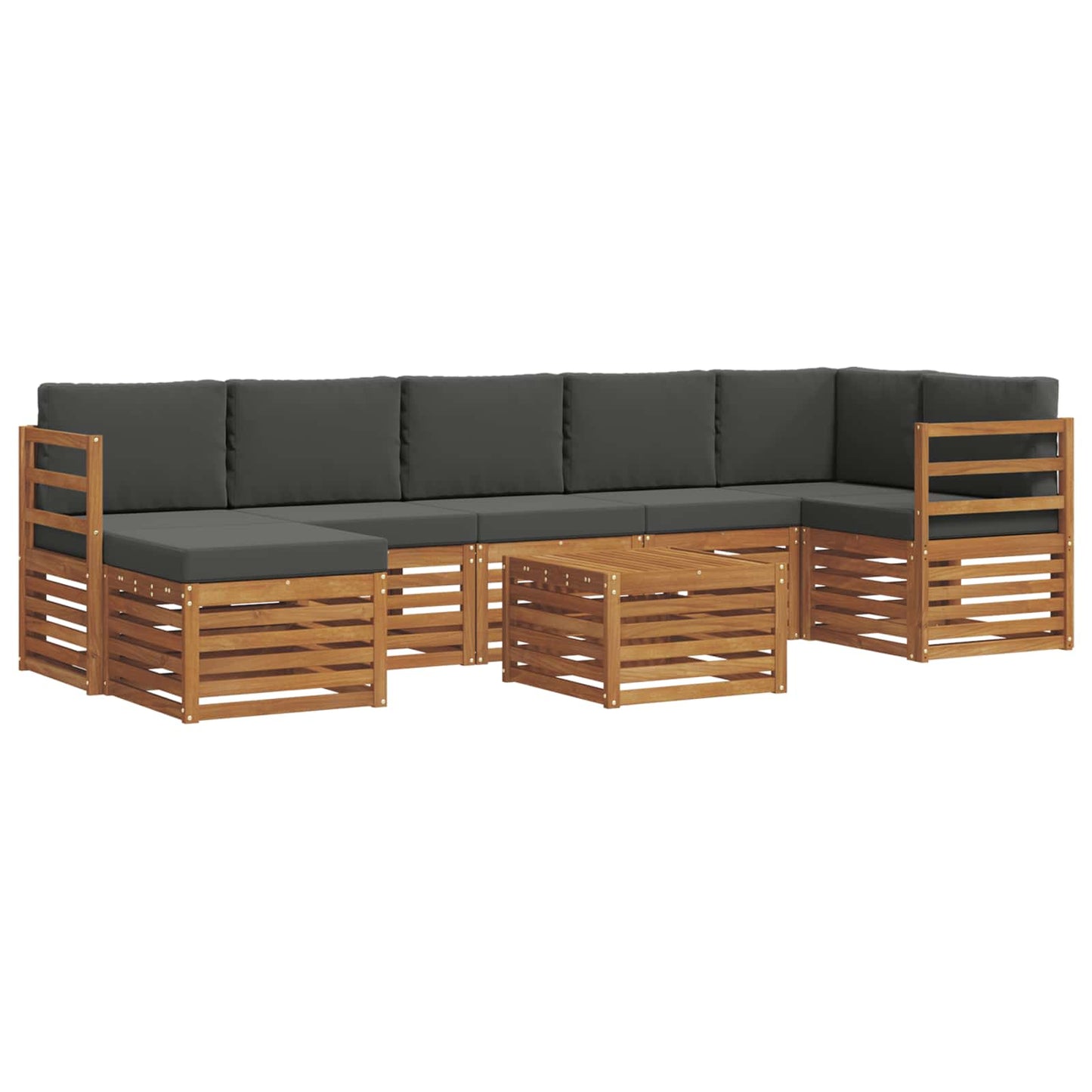 Set di divani da esterno con cuscino 8 pcs Naturale e Antracite | homemem39