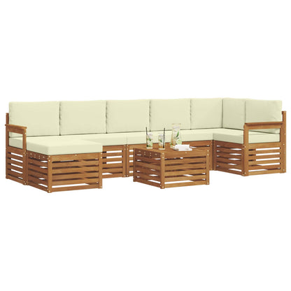 Set di divani da esterno con cuscino 8 pcs Naturale e Crema