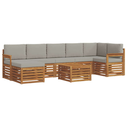 Set di divani da esterno 8 pcs Grigio Naturale e Chiaro | homemem39
