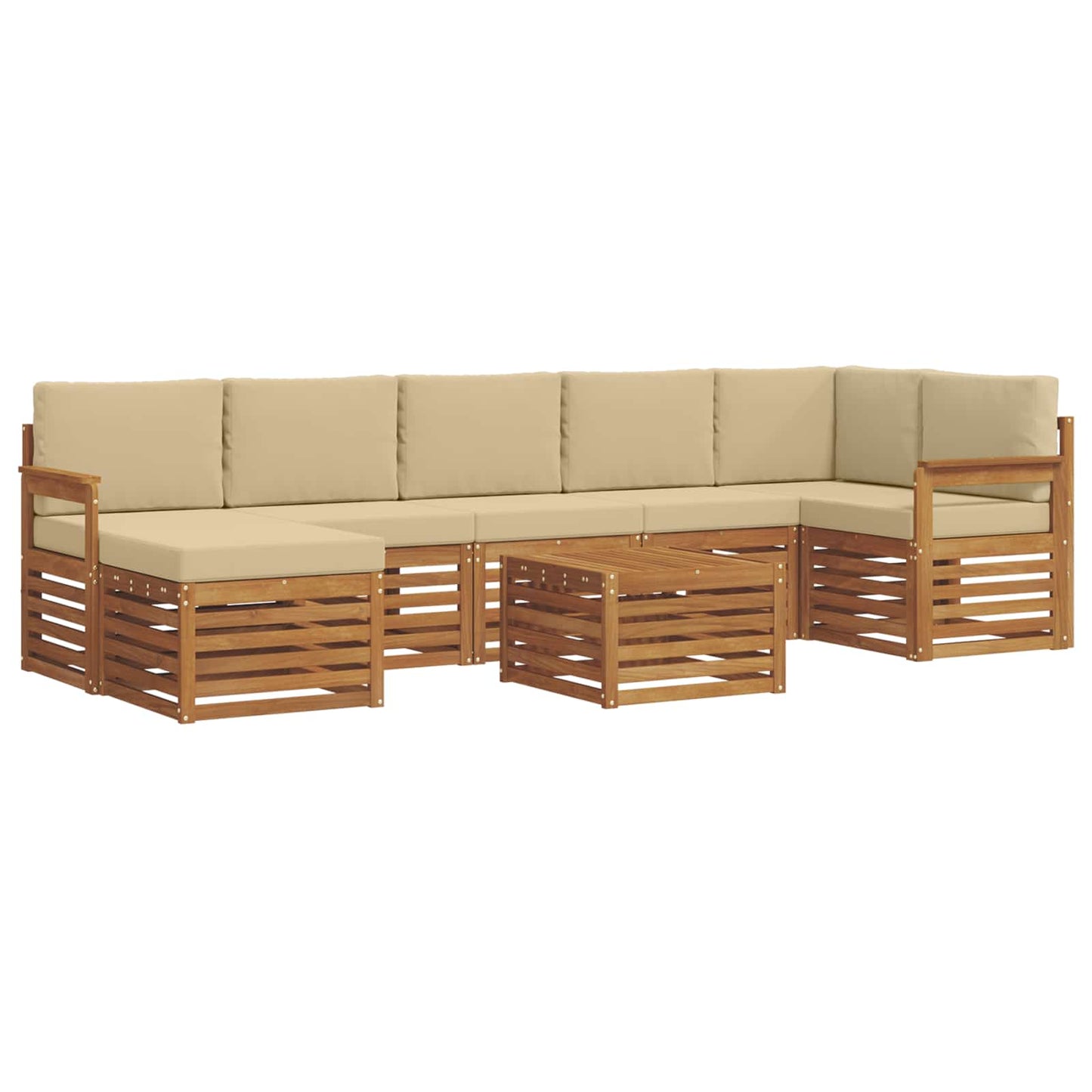 Set di divani da esterno con cuscino 8 pcs Naturale e Beige