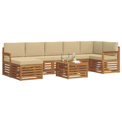 Set di divani da esterno con cuscino 8 pcs Naturale e Beige