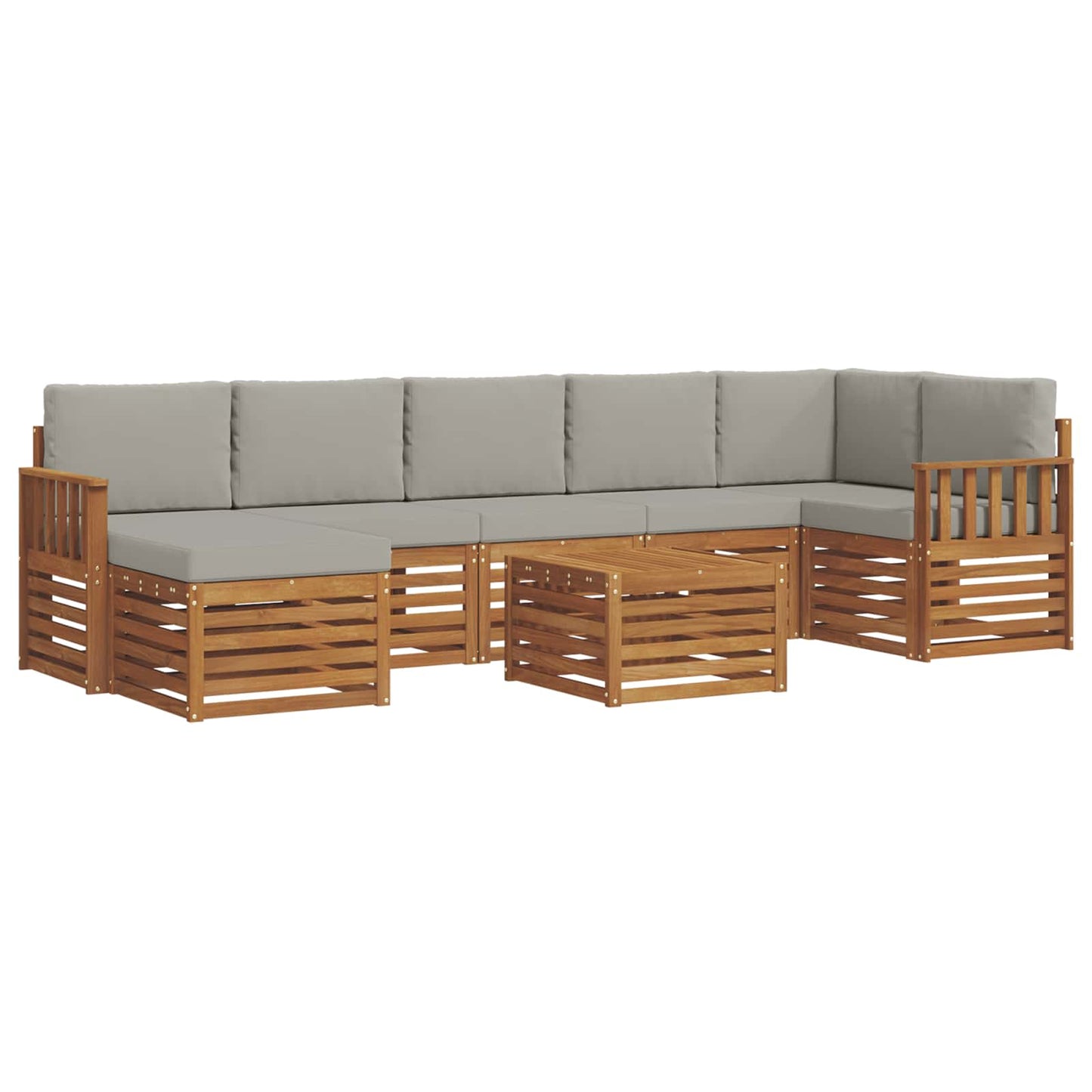 Set di divani da esterno 8 pcs Grigio Naturale e Chiaro