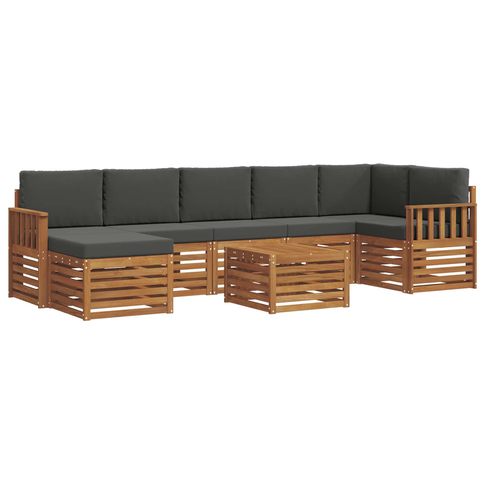Set di divani da esterno con cuscino 8 pcs Naturale e Antracite | homemem39