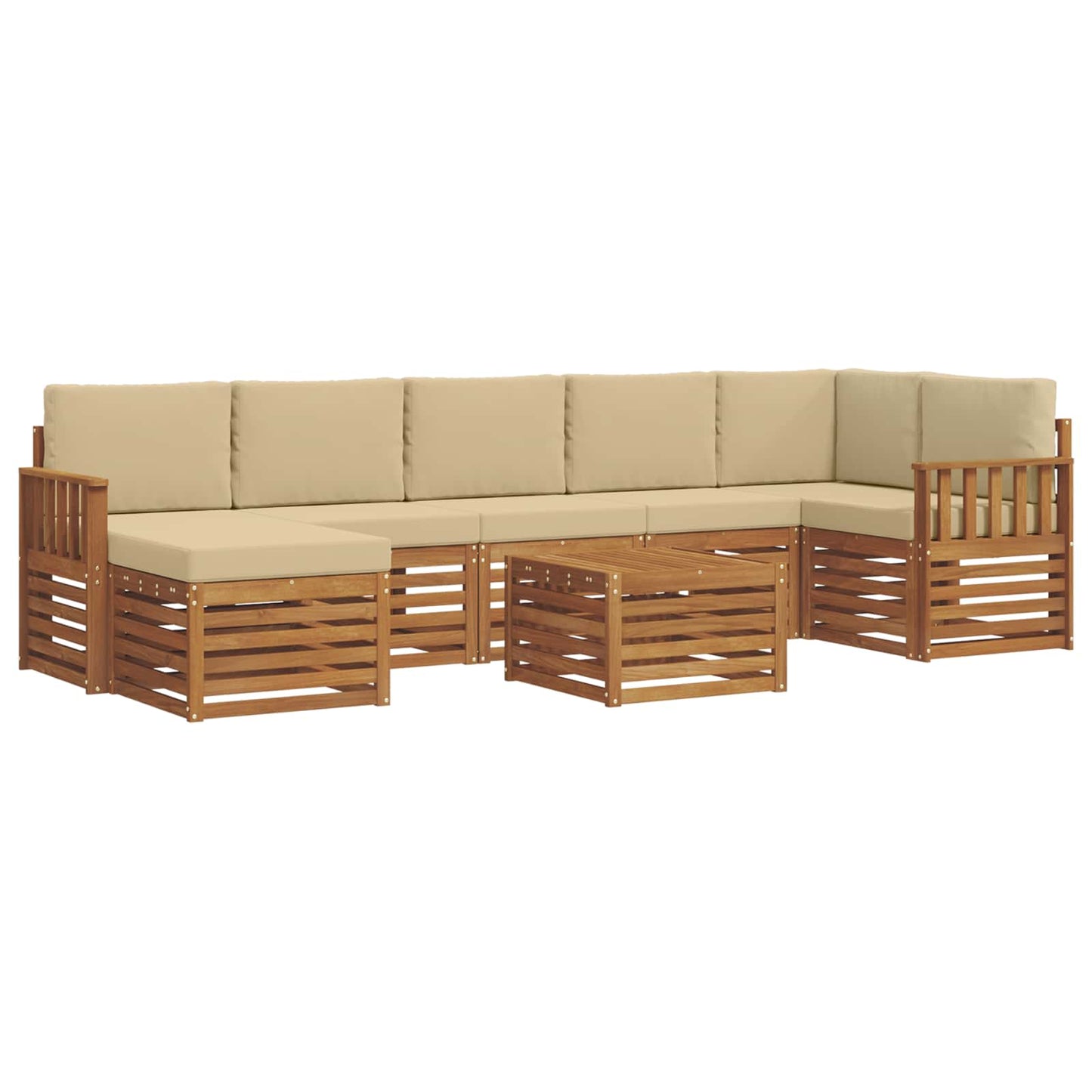 Set di divani da esterno con cuscino 8 pcs Naturale e Beige | homemem39