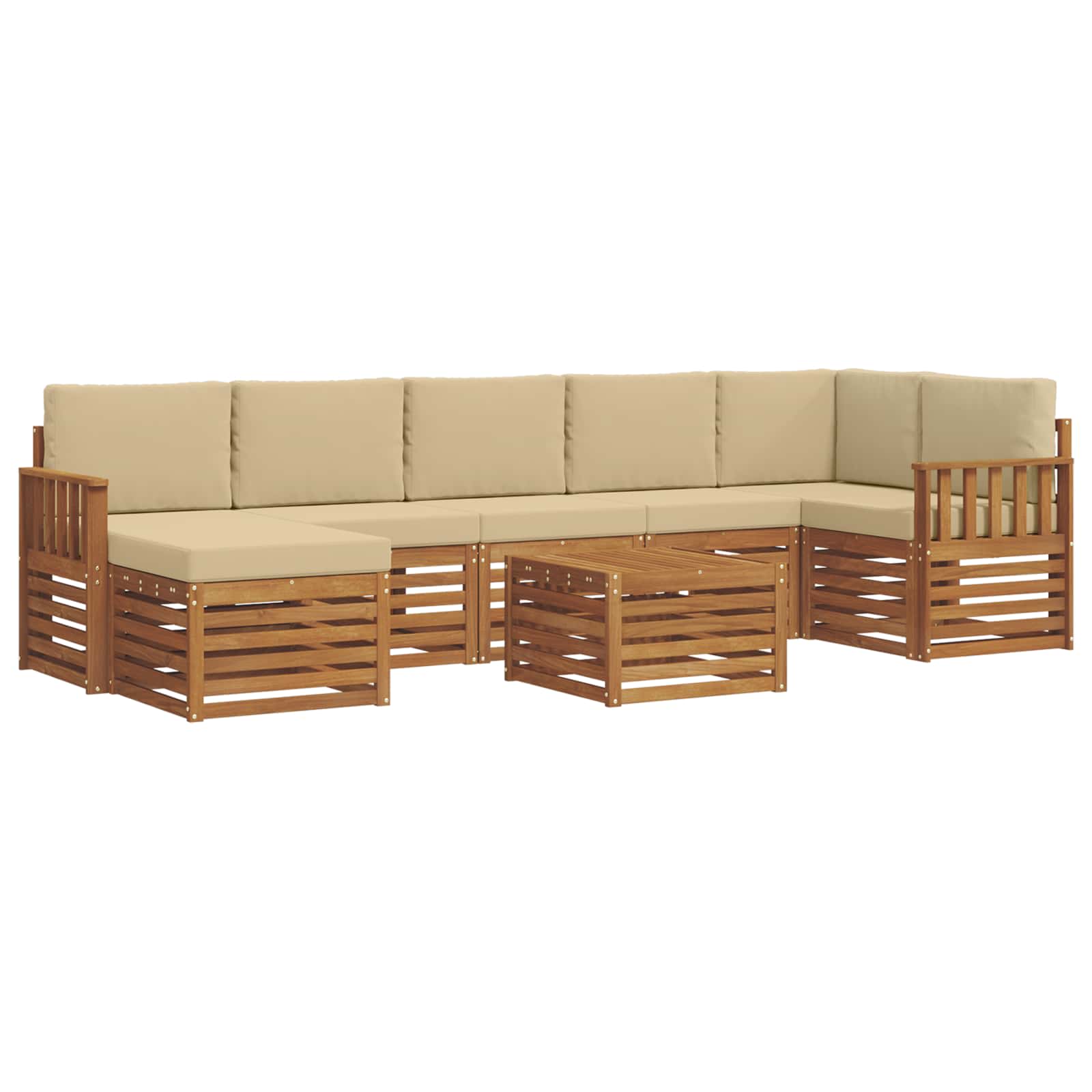 Set di divani da esterno con cuscino 8 pcs Naturale e Beige | homemem39