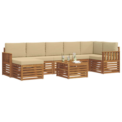 Set di divani da esterno con cuscino 8 pcs Naturale e Beige