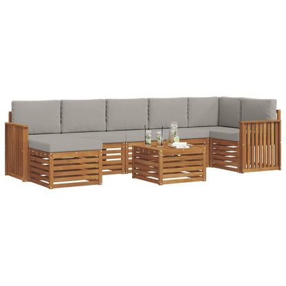 Set di divani da esterno 8 pcs Grigio Naturale e Chiaro | homemem39