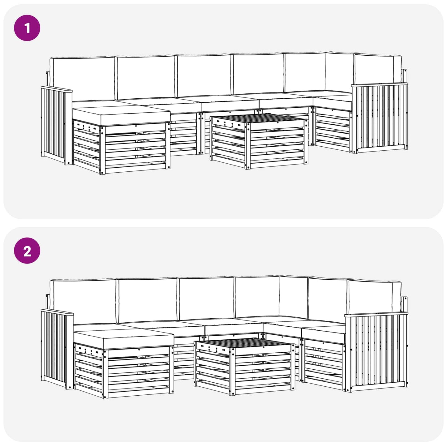 Set di divani da esterno 8 pcs Grigio Naturale e Chiaro | homemem39