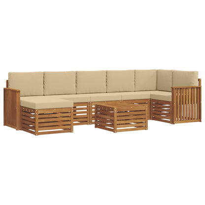 Set di divani da esterno con cuscino 8 pcs Naturale e Beige | homemem39