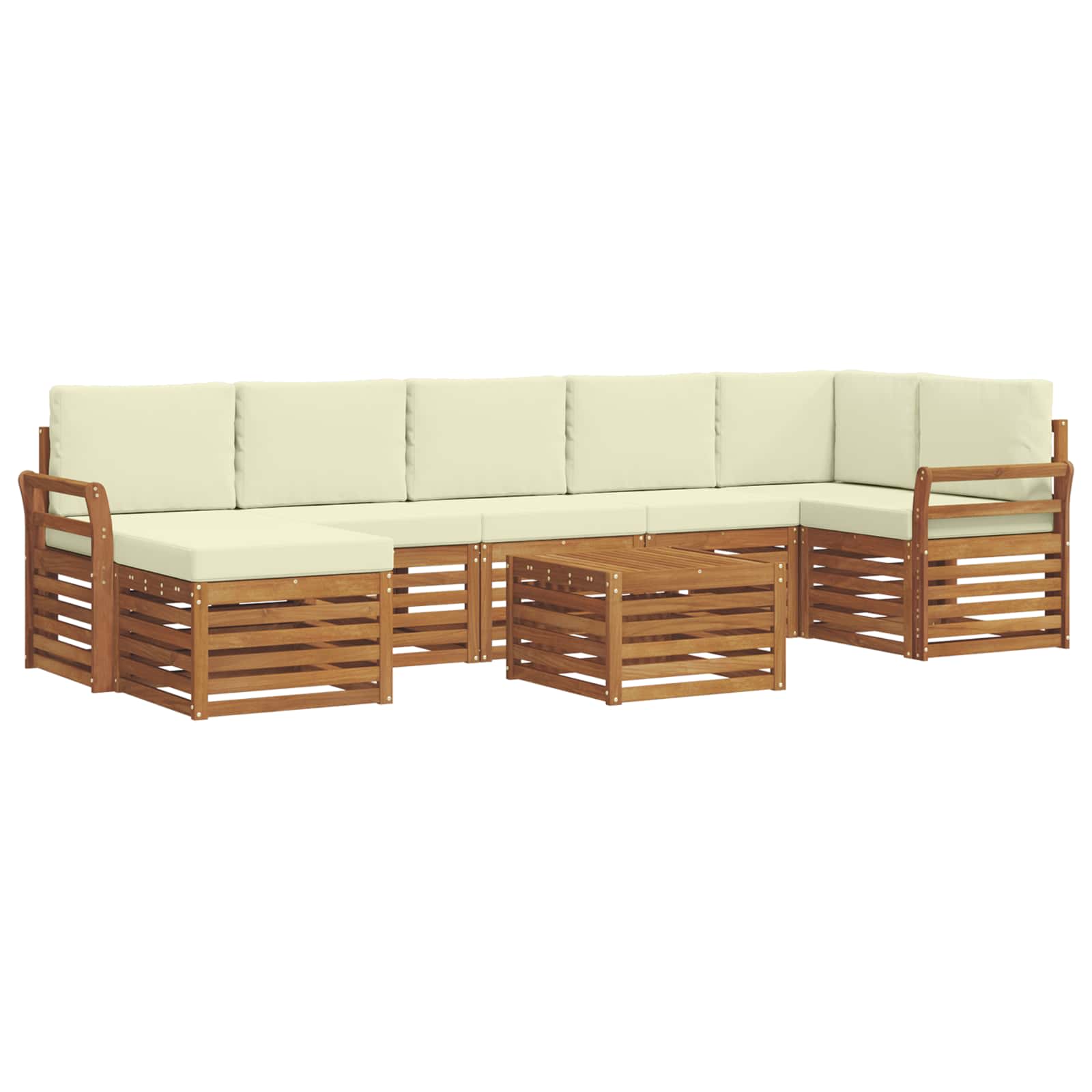Set di divani da esterno con cuscino 8 pcs Naturale e Crema | homemem39