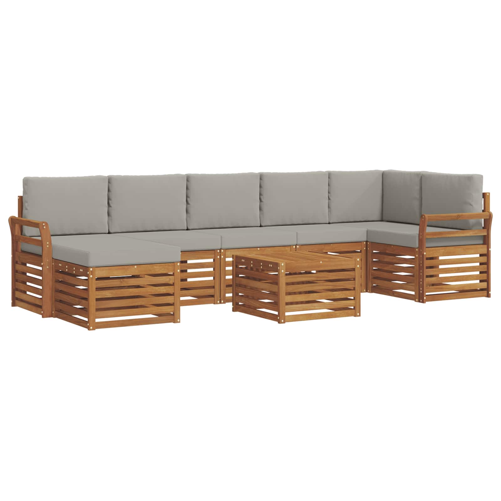 Set di divani da esterno 8 pcs Grigio Naturale e Chiaro | homemem39