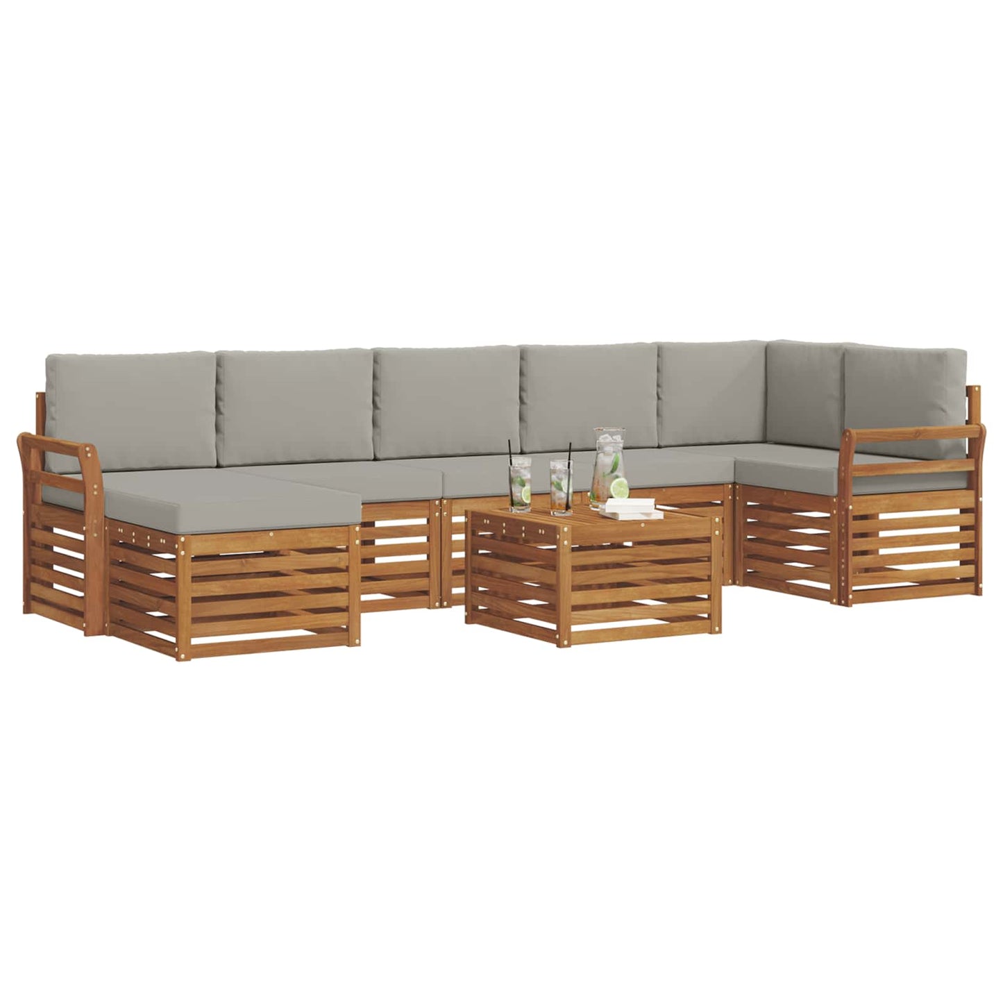 Set di divani da esterno 8 pcs Grigio Naturale e Chiaro | homemem39