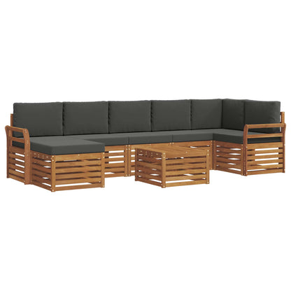 Set di divani da esterno con cuscino 8 pcs Naturale e Antracite | homemem39