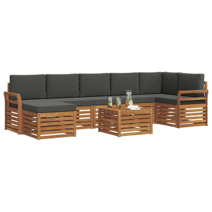 Set di divani da esterno con cuscino 8 pcs Naturale e Antracite | homemem39