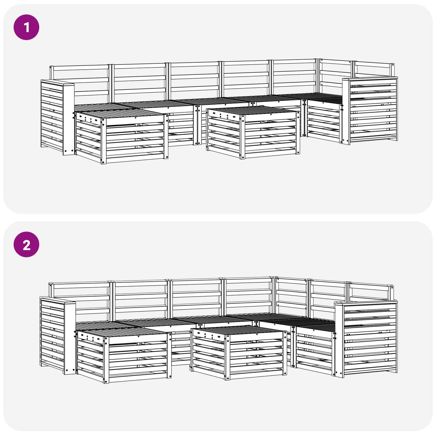 Set di divani da esterno 8 pcs Naturale