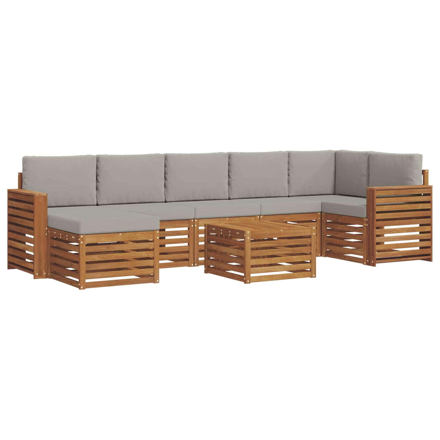 Set di divani da esterno 8 pcs Grigio Naturale e Chiaro