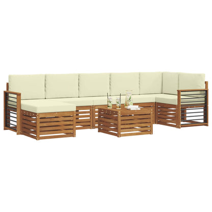 Set di divani da esterno con cuscino 8 pcs Naturale e Crema | homemem39