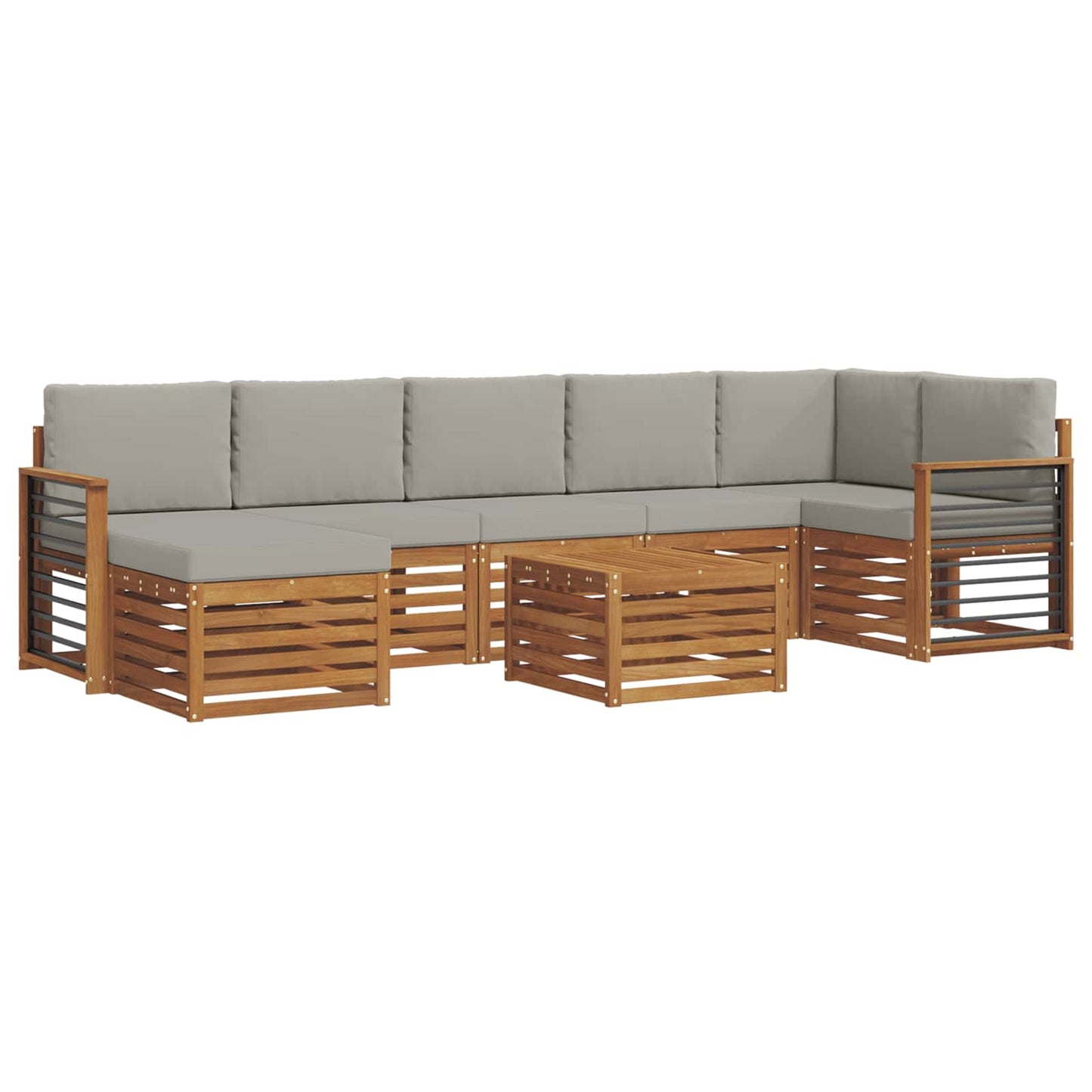 Set di divani da esterno 8 pcs Grigio Naturale e Chiaro | homemem39