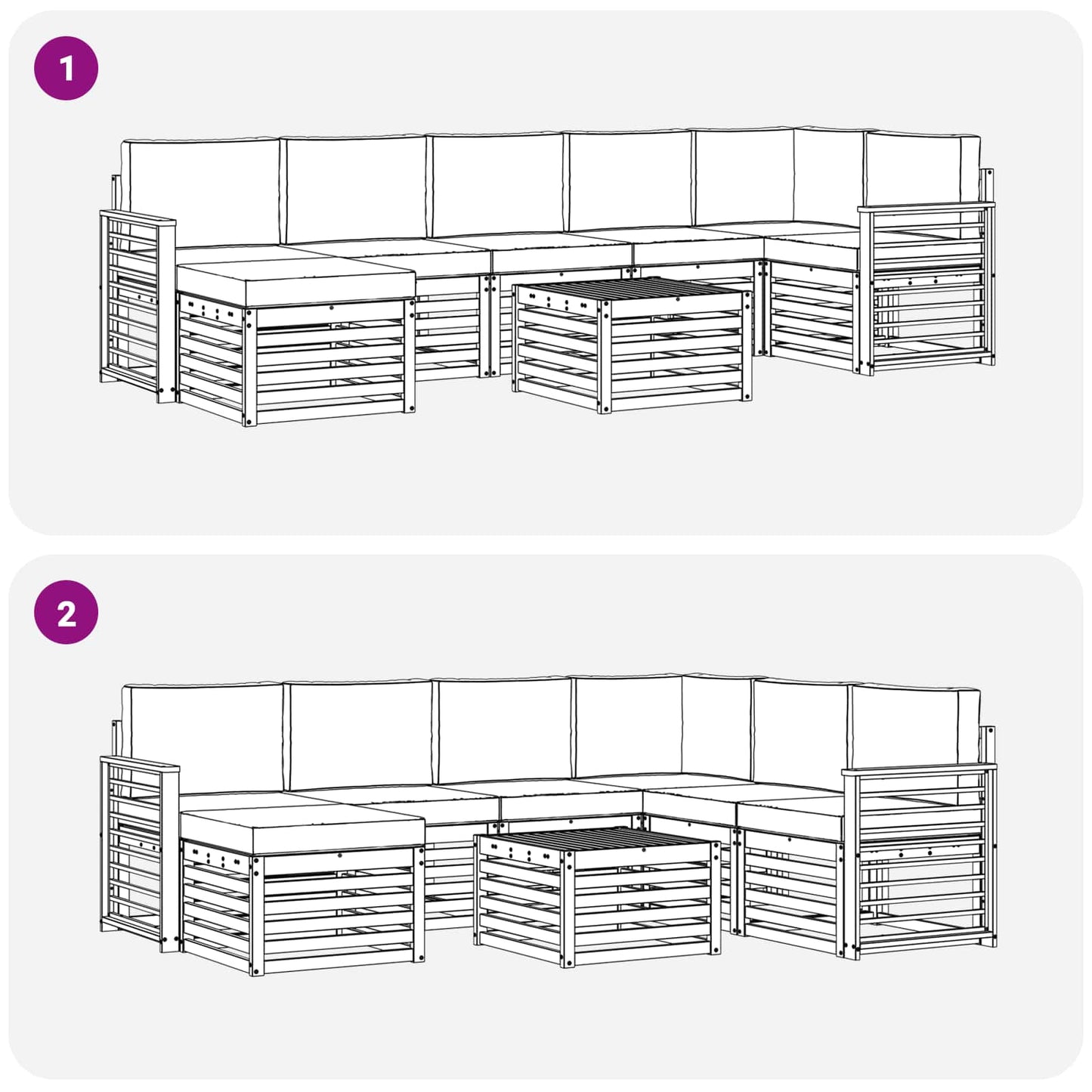 Set di divani da esterno 8 pcs Grigio Naturale e Chiaro | homemem39