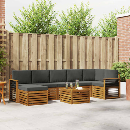 Set di divani da esterno con cuscino 8 pcs Naturale e Antracite
