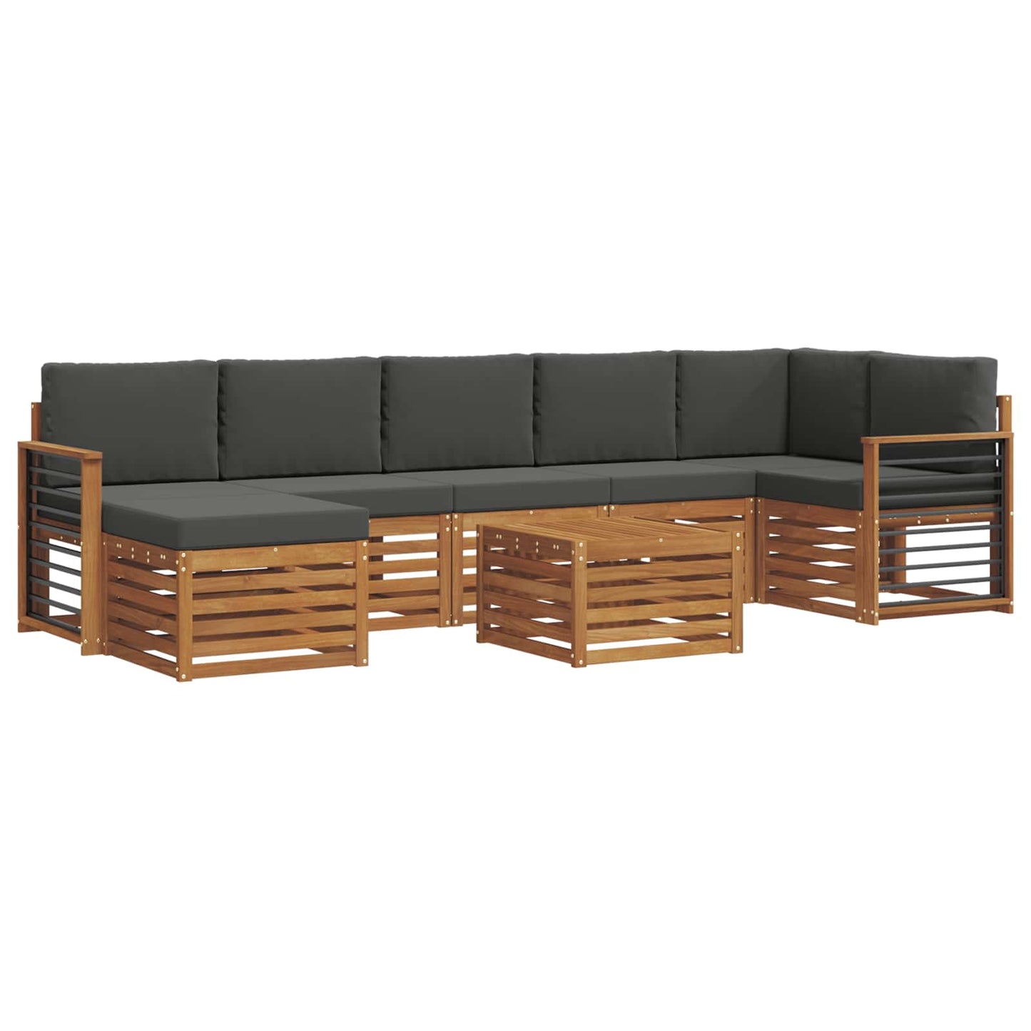 Set di divani da esterno con cuscino 8 pcs Naturale e Antracite