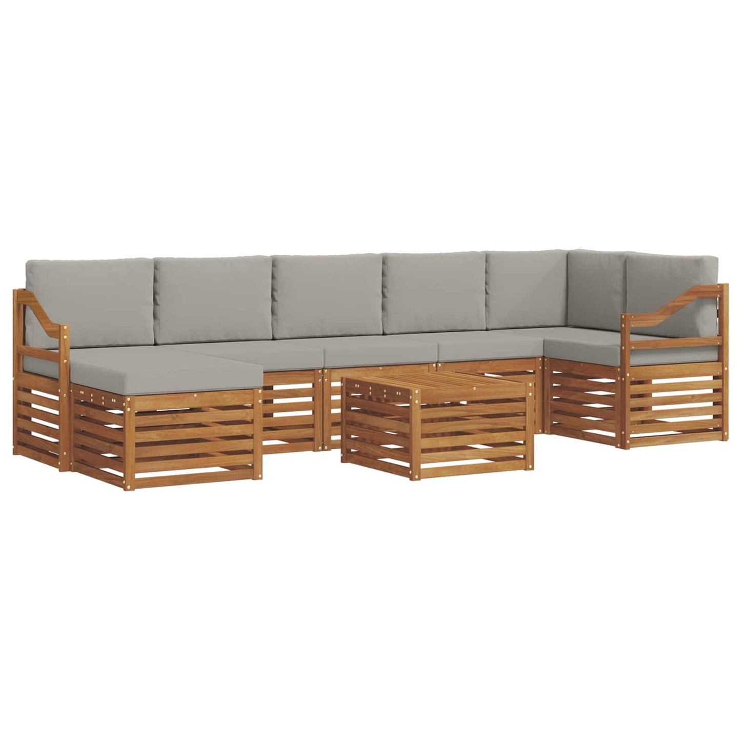 Set di divani da esterno 8 pcs Grigio Naturale e Chiaro