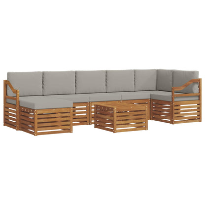 Set di divani da esterno 8 pcs Grigio Naturale e Chiaro