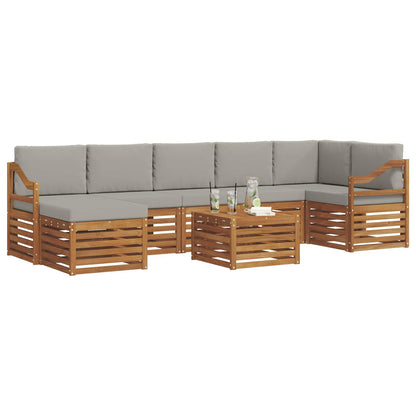 Set di divani da esterno 8 pcs Grigio Naturale e Chiaro