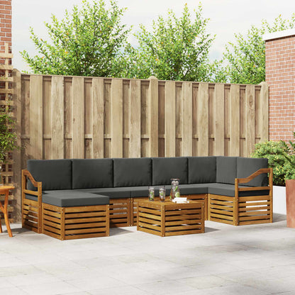 Set di divani da esterno con cuscino 8 pcs Naturale e Antracite | homemem39