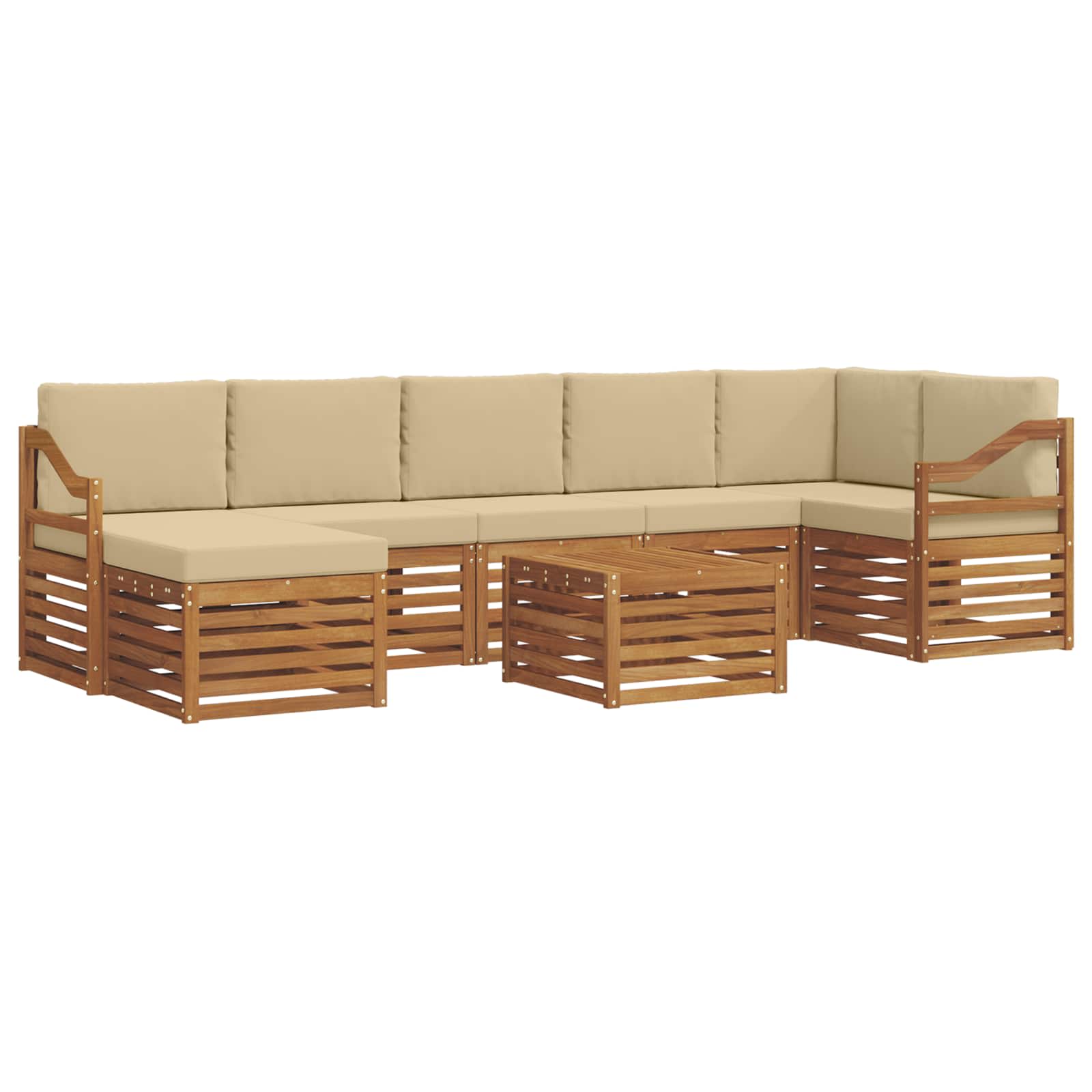 Set di divani da esterno con cuscino 8 pcs Naturale e Beige | homemem39