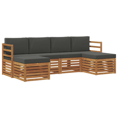 Set divani 6 pcs Naturale e Antracite Legno di Acacia Massello | homemem39